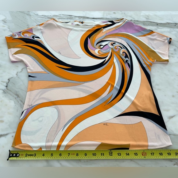 EMILIO PUCCI ORANGE MULTI TOP STYLE 82JN36 SIZE IT 46 / US 12 NWOTS! - Picture 9 of 17